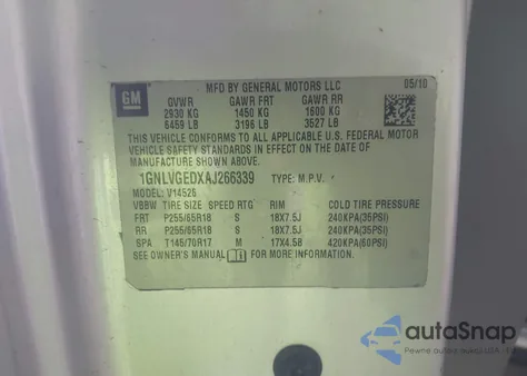 2011 Chevrolet Traverse Ls from USA, damaged, VIN 1GNKRFED3BJ190619